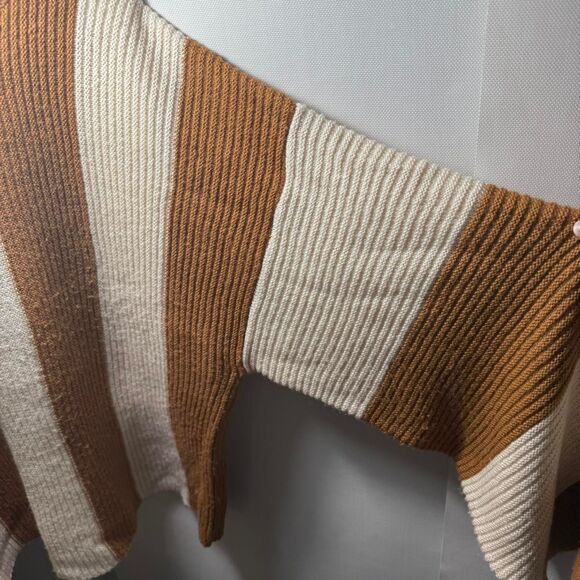 Altar'd State Oversized Chunky Brown and white striped sweater. - Picture 4 of 5